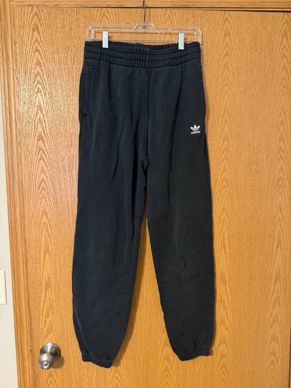 adidas Black Sweatpants with White Logo